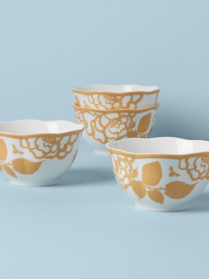 Butterfly Meadow Cottage Goldenrod Rice Bowls - Set of 4